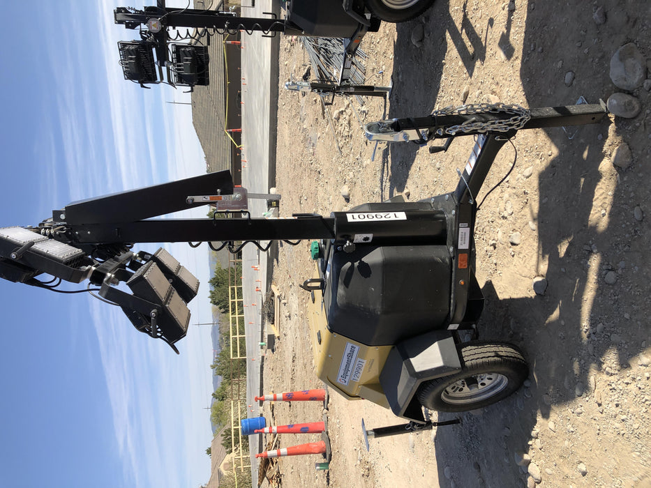 2021 Allmand NLV3GR (4) LED Light Fixture 350W, 23' Vertical Mast, 3kW Prime, Towable, Deep Sea L401, Leveling Jacks, Yanmar T4F 5.8hp