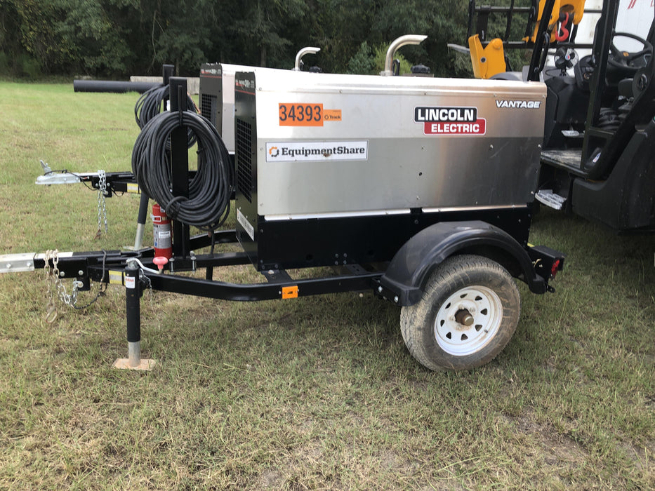 2019 Lincoln Electric Vantage 322 Welder Ready-Pak 3, Two wheel trailer, Fender and Light kit, Cable Rack