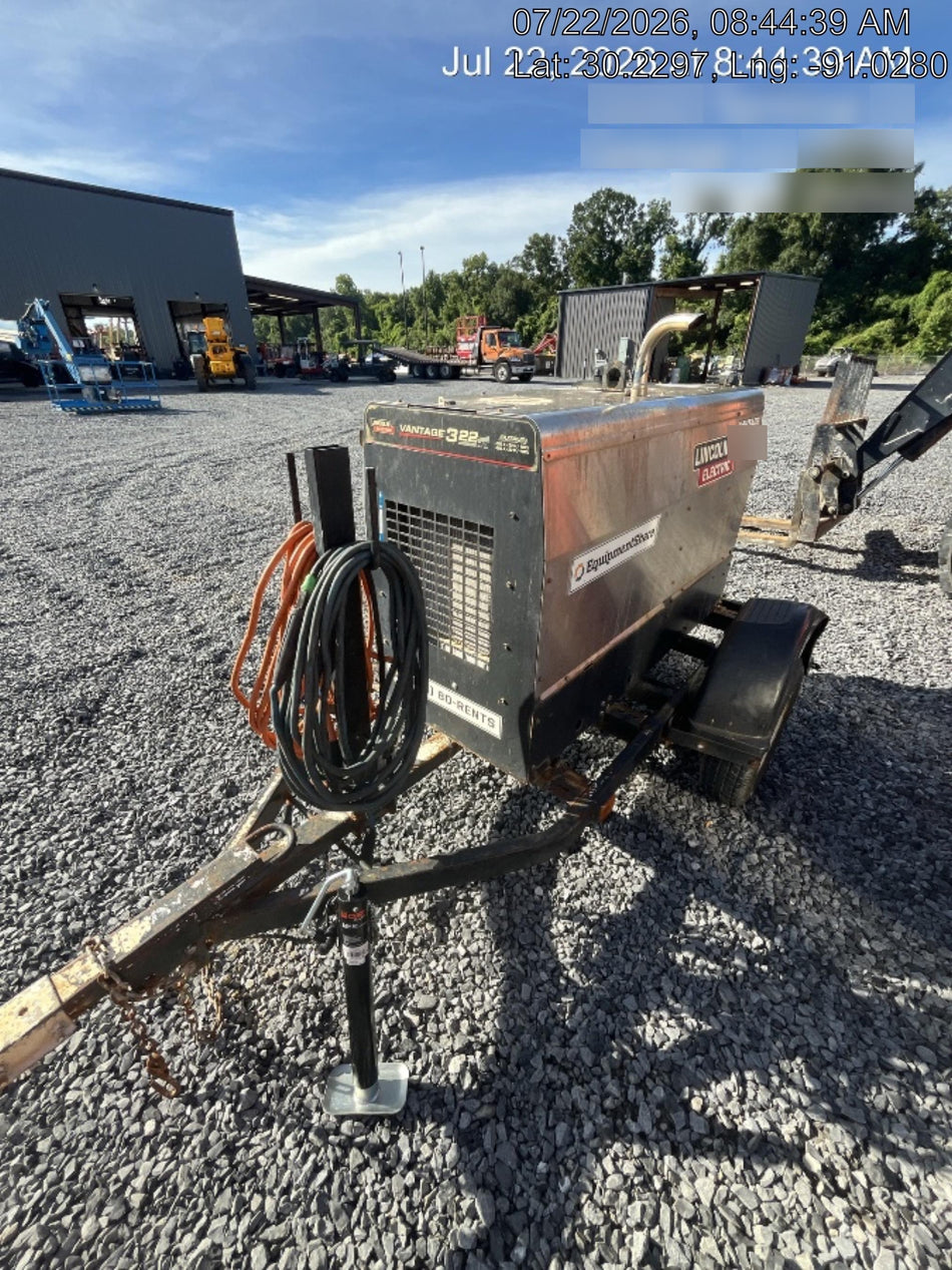 2019 Lincoln Electric Vantage 322 Ready-Pak 3, Two Wheel Trailer, Fender and Light Kit, Cable Rack
