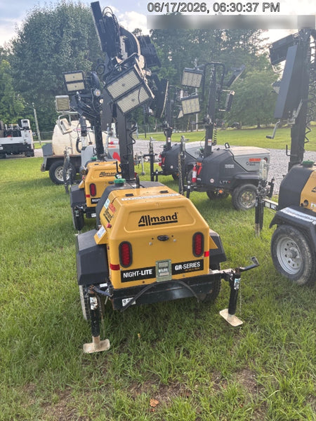2022 Allmand NLV3GR (4) LED Light Fixture 350W, 23' Vertical Mast, 3kW Prime, Towable, Deep Sea L401, Leveling Jacks, Yanmar T4F 5.8hp
