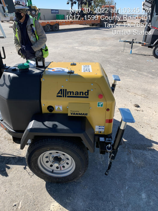 2022 Allmand NLV3GR (4) LED Light Fixture 350W, 23' Vertical Mast, 3kW Prime, Towable, ES Decals, T3