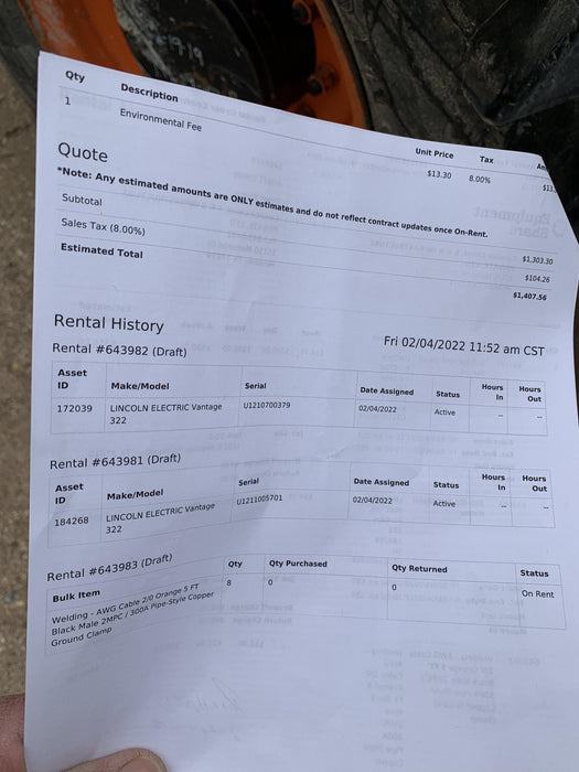 2021 Lincoln Electric Vantage 322 VANTAGE 322 READY-PAK 3