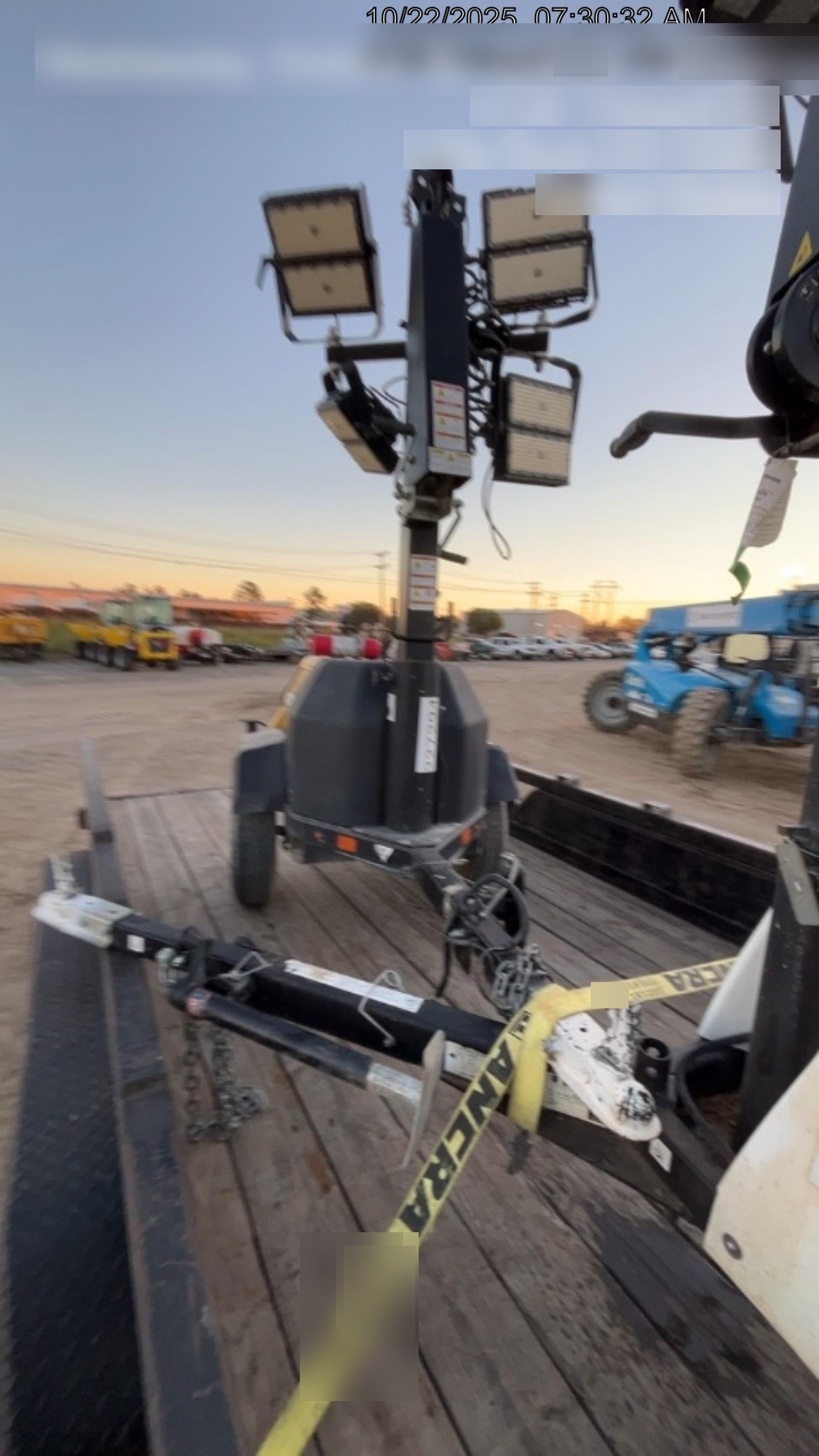 2022 Allmand NLV3GR (4) LED Light Fixture 350W, 23' Vertical Mast, 3kW Prime, Towable, Deep Sea L401, Leveling Jacks, Yanmar T4F 5.8hp