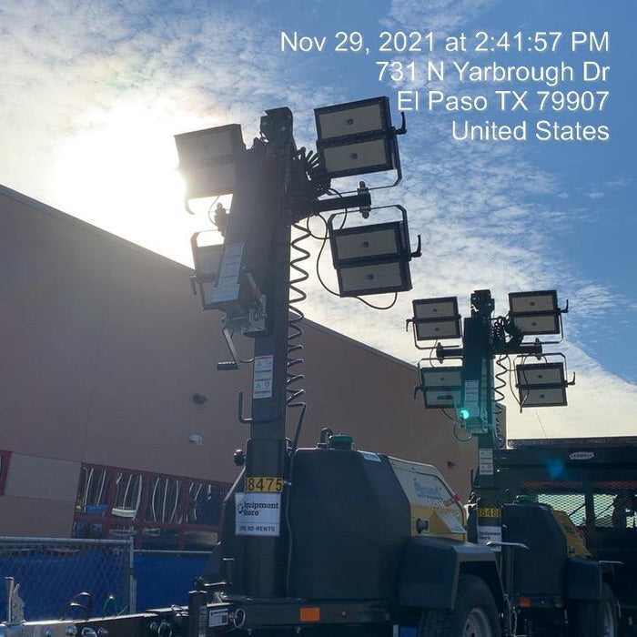 Allmand NLV3GR (4) LED Light Fixture 350W, 23' Vertical Mast, 3kW Prime, Towable, Deep Sea L401, Leveling Jacks, Yanmar T4F 5.8hp