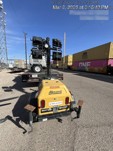 2021 Allmand NLV3GR (4) LED Light Fixture 350W, 23' Vertical Mast, 3kW Prime, Towable, Deep Sea L401, Leveling Jacks, Yanmar T4F 5.8hp