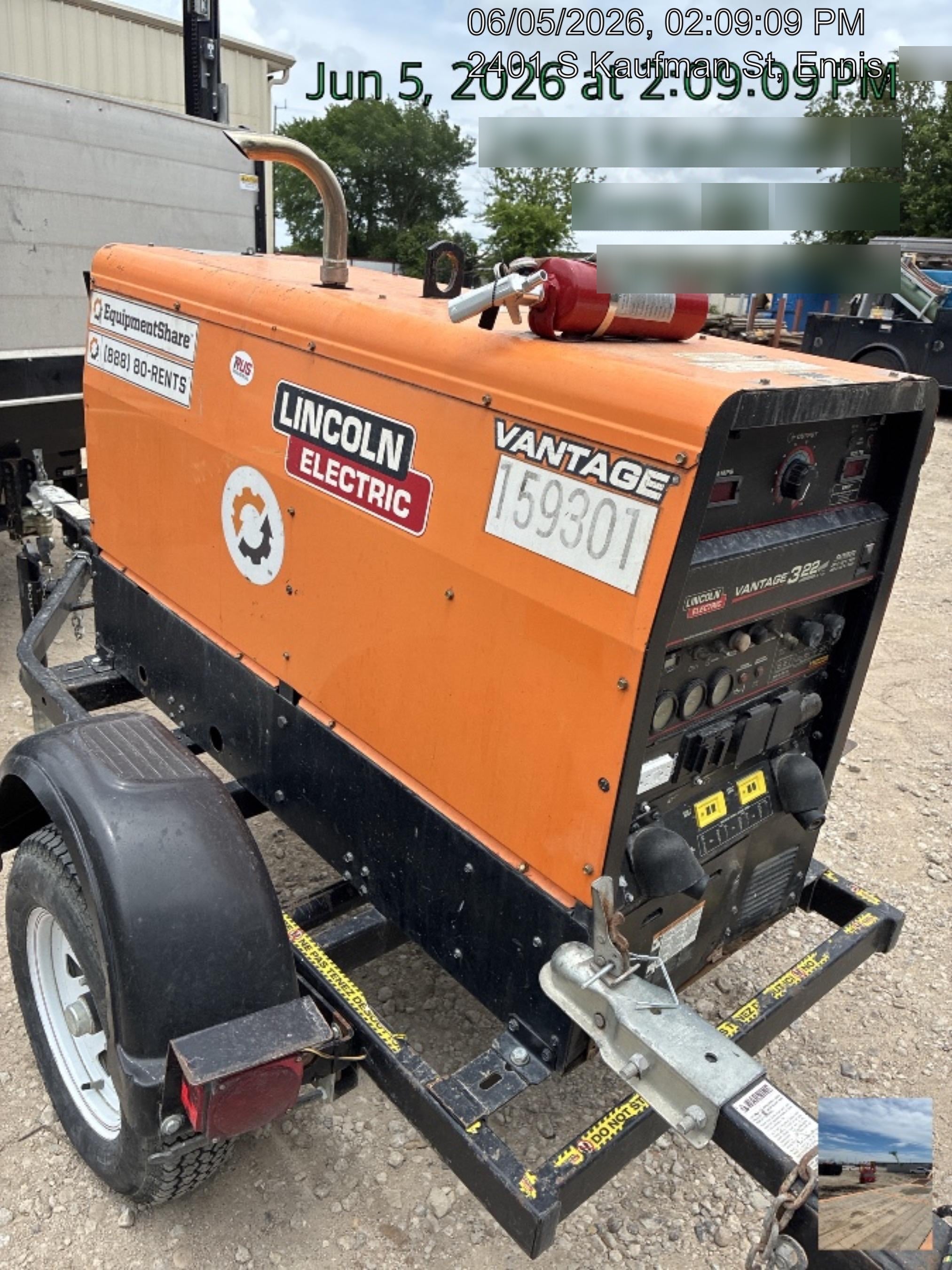2021 Lincoln Electric Vantage 322 Vantage 322 Ready Pak 3 w/ Decals, ORANGE (includes trailer, cable rack, fender light kit) NO Telematics
