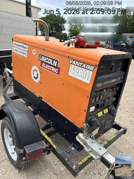2021 Lincoln Electric Vantage 322 Vantage 322 Ready Pak 3 w/ Decals, ORANGE (includes trailer, cable rack, fender light kit) NO Telematics