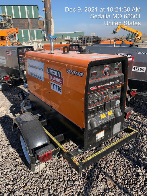 2021 Lincoln Electric Vantage 322 Vantage 322 Ready Pak 3 w/ Decals, ORANGE (includes trailer, cable rack, fender light kit) NO Telematics