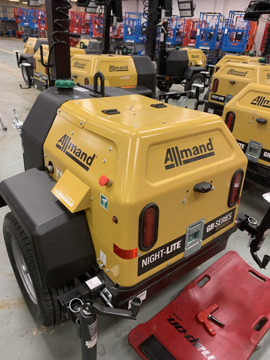 2022 Allmand NLV3GR (4) LED Light Fixture 350W, 23' Vertical Mast, 3kW Prime, Towable, Deep Sea L401, Leveling Jacks, Yanmar T4F 5.8hp