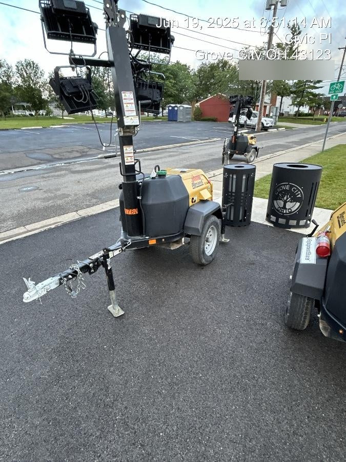 2022 Allmand NLV3GR (4) LED Light Fixture 350W, 23' Vertical Mast, 3kW Prime, Towable, Deep Sea L401, Leveling Jacks, Yanmar T4F 5.8hp