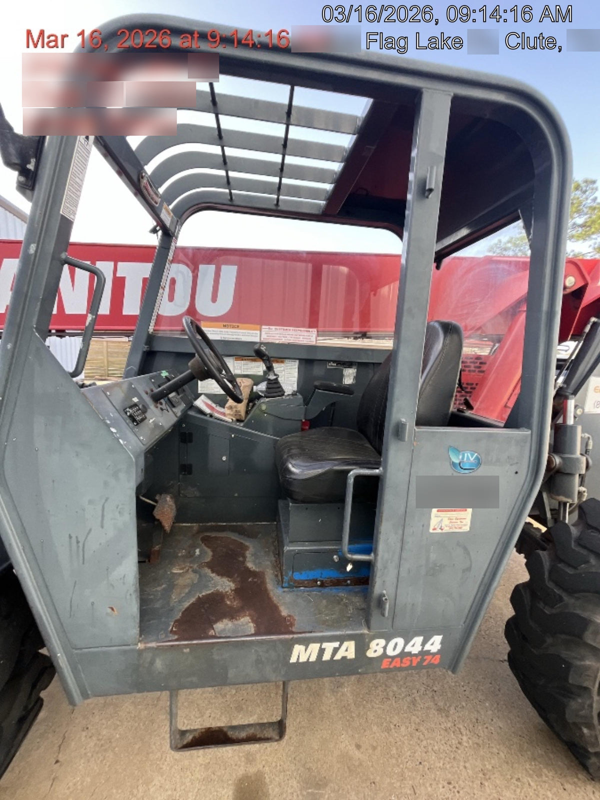 2018 Manitou MTA8044 MTA 8044 - 74 HP T4, Canopy, Worklights/Strobe, Beacon, 66" Carriage, 48" Forks, Solid Tires, Lift Hook, Aux Hydraulics