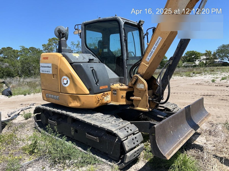 2015 Case CX80C CLOSED CAB, A/C, RUBBER TRACKS PADS, 7'-2" ARM