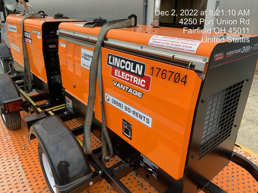 2021 Lincoln Electric Vantage 322 Vantage 322 Ready Pak 3 w/ Decals, ORANGE (includes trailer, cable rack, fender light kit) NO Telematics