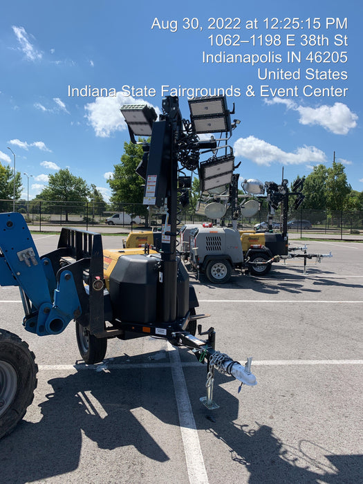 2022 Allmand NLV3GR (4) LED Light Fixture 350W, 23' Vertical Mast, 3kW Prime, Towable, Deep Sea L401, Leveling Jacks, Yanmar T4F 5.8hp