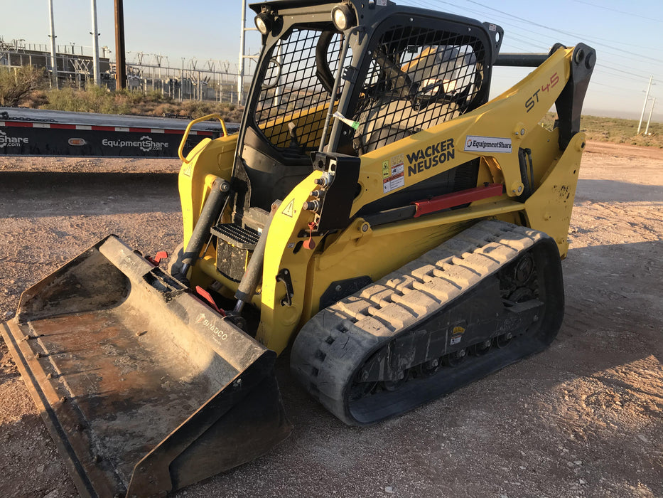 Wacker Neuson ST45 ST45 10K Tracked Skid Loader, Canopy, ISO, Bucket Leveling, 84" Bucket w/ Smooth bolt on edge