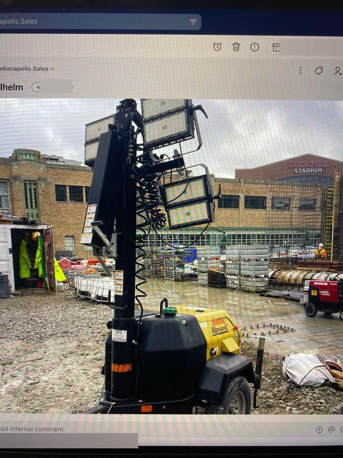 2022 Allmand NLV3GR (4) LED Light Fixture 350W, 23' Vertical Mast, 3kW Prime, Towable, Deep Sea L401, Leveling Jacks, Yanmar T4F 5.8hp