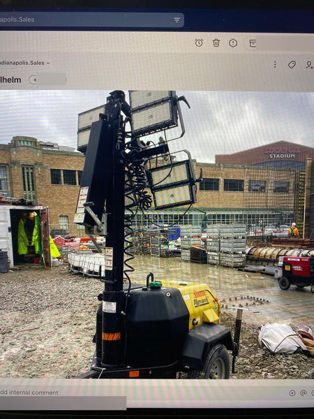 2022 Allmand NLV3GR (4) LED Light Fixture 350W, 23' Vertical Mast, 3kW Prime, Towable, Deep Sea L401, Leveling Jacks, Yanmar T4F 5.8hp