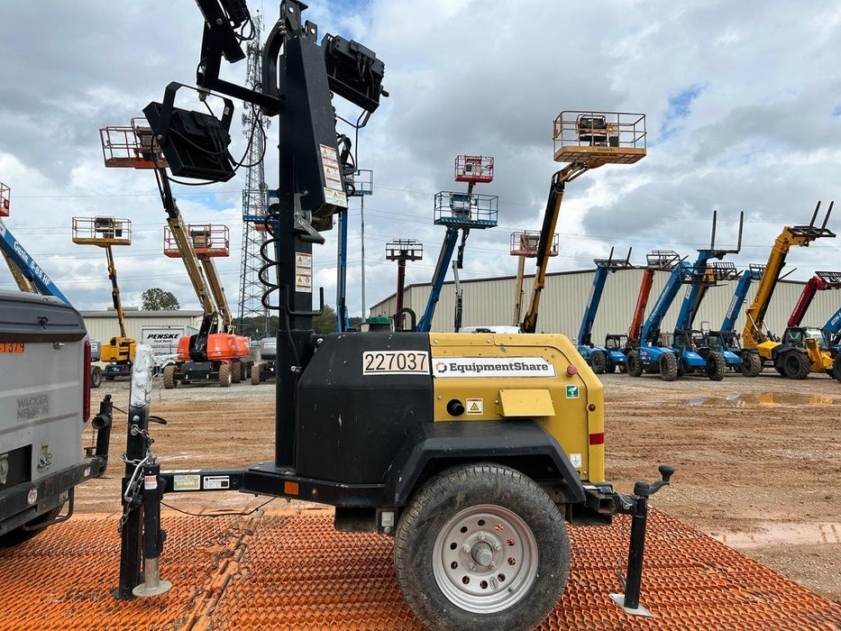 2022 Allmand NLV3GR (4) LED Light Fixture 350W, 23' Vertical Mast, 3kW Prime, Towable, Deep Sea L401, Leveling Jacks, Yanmar T4F 5.8hp