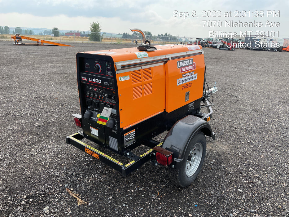 2022 Lincoln Electric LE400 Kubota V1505, Trlr, Cable Rack, Light Kit, ES Decals, T3