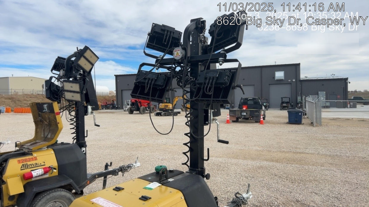2022 Allmand NLV3GR (4) LED Light Fixture 350W, 23' Vertical Mast, 3kW Prime, Towable, ES Decals, T3 no