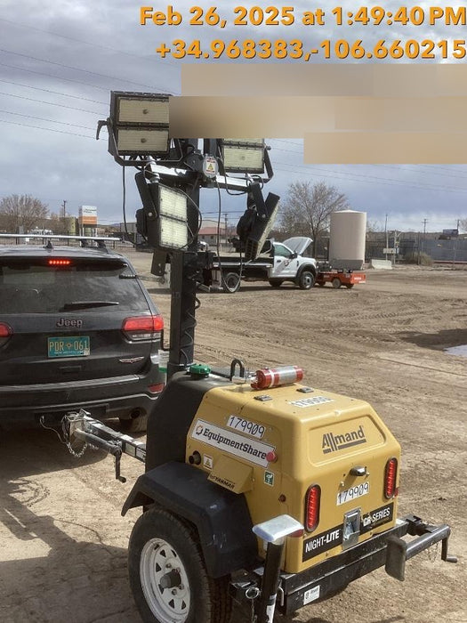 Allmand NLV3GR (4) LED Light Fixture 350W, 23' Vertical Mast, 3kW Prime, Towable, Deep Sea L401, Leveling Jacks, Yanmar T4F 5.8hp