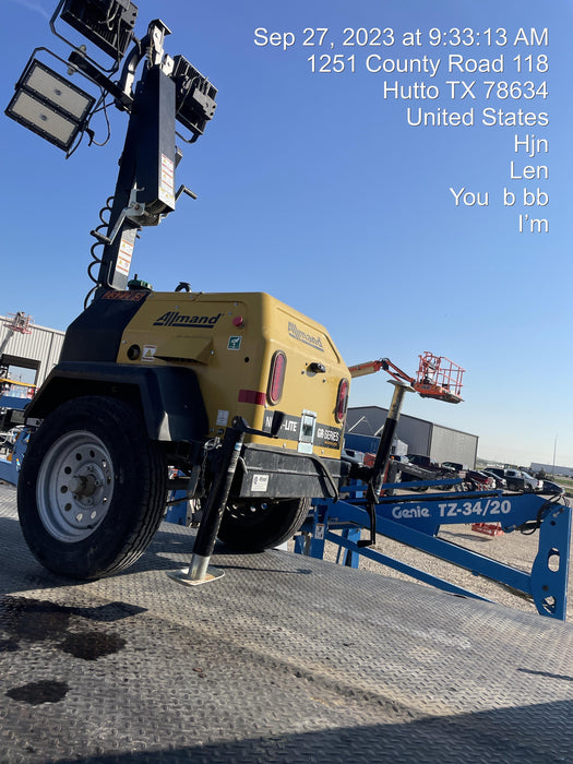 2022 Allmand NLV3GR (4) LED Light Fixture 350W, 23' Vertical Mast, 3kW Prime, Towable, Deep Sea L401, Leveling Jacks, Yanmar T4F 5.8hp