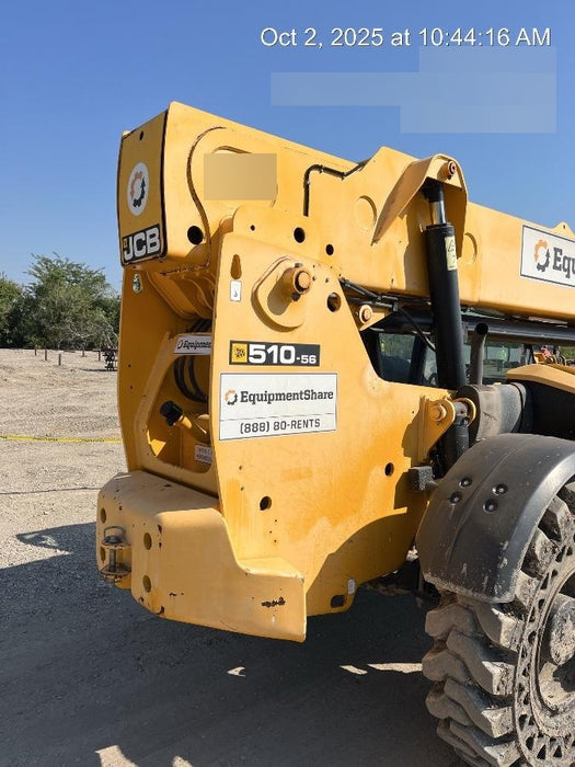 2018 JCB 510-56 JCB 510-56 Telehandler 74 HP w/CAB/HVAC, Beacon, Worklights, Aux Hydraulics, Solid Tires, 60" Carriage/Forks