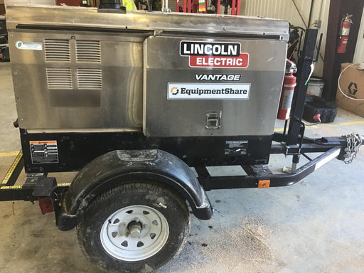 2019 Lincoln Electric Vantage 322 Welder Ready-Pak 3, Two wheel trailer, Fender and Light kit, Cable Rack