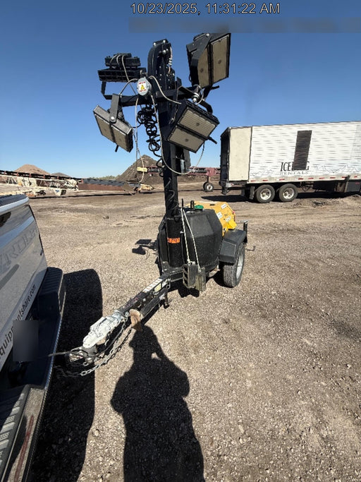 2022 Allmand NLV3GR (4) LED Light Fixture 350W, 23' Vertical Mast, 3kW Prime, Towable, ES Decals, T3