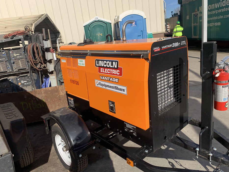 2021 Lincoln Electric Vantage 322 Vantage 322 Ready Pak 3 w/ Decals, ORANGE (includes trailer, cable rack, fender light kit) NO Telematics