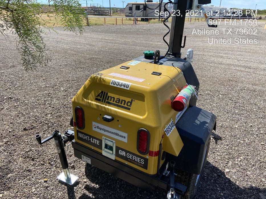 2021 Allmand NLV3GR (4) LED Light Fixture 350W, 23' Vertical Mast, 3kW Prime, Towable, Deep Sea L401, Leveling Jacks, Yanmar T4F 5.8hp