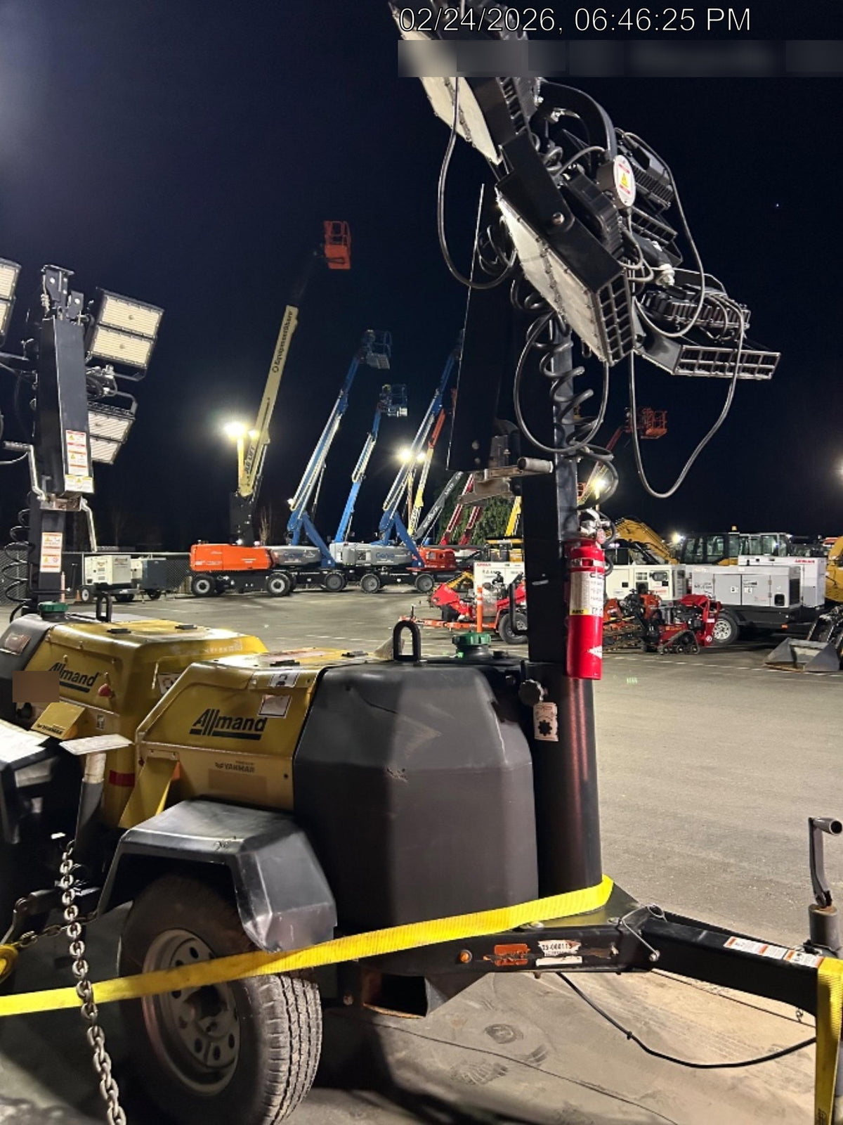 2020 Allmand NLV3GR (4) LED Light Fixture 350W, 23' Vertical Mast, 3kW Prime, Towable, Deep Sea L401, Leveling Jacks, Yanmar T4F 5.8hp