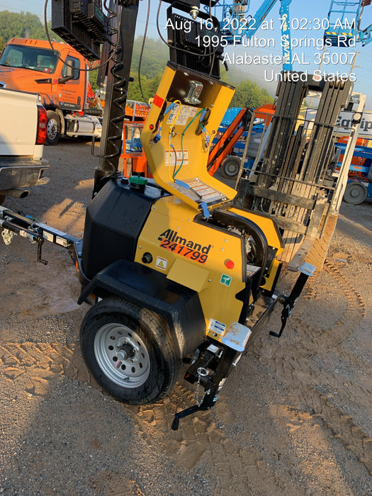 2022 Allmand NLV3GR (4) LED Light Fixture 350W, 23' Vertical Mast, 3kW Prime, Towable, Deep Sea L401, Leveling Jacks, Yanmar T4F 5.8hp