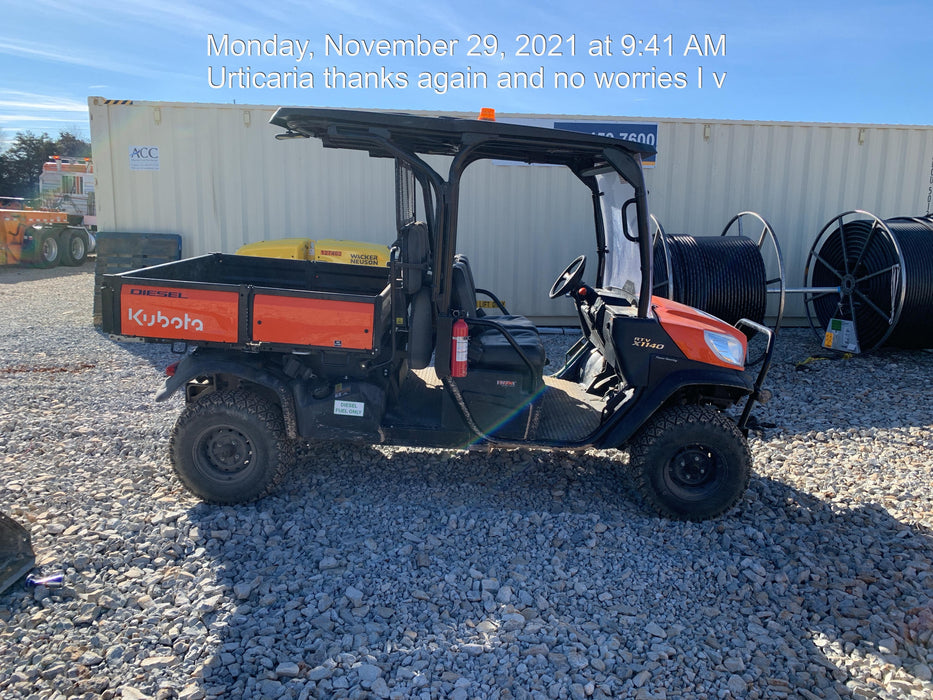 2021 Kubota RTV-X1140W-H Plastic Canopy, Windshield Acrylic Clear, LED Strobe Light, Wire Harness Kit, Back up Alarm