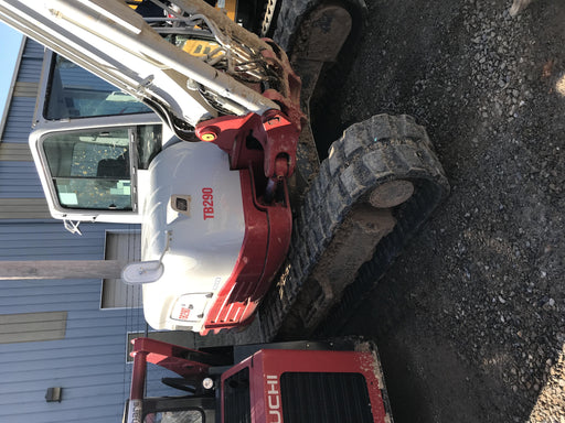 2019 Takeuchi TB290 Cab/Heat/AC Rubber tracks, Dozer blade, Travel alarm, Auxiliary hydraulics Manual QC, Hydraulic thumb, 18", 24", and 36" Buckets