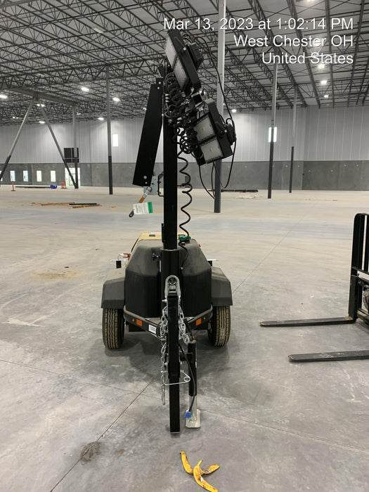 2022 Allmand NLV3GR (4) LED Light Fixture 350W, 23' Vertical Mast, 3kW Prime, Towable, ES Decals, T3