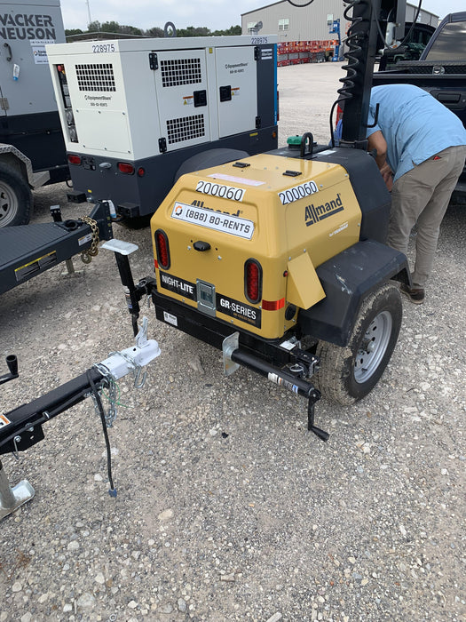 2022 Allmand NLV3GR (4) LED Light Fixture 350W, 23' Vertical Mast, 3kW Prime, Towable, Deep Sea L401, Leveling Jacks, Yanmar T4F 5.8hp