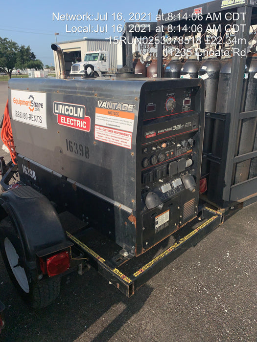 2018 Lincoln Electric Vantage 322 Lincoln Vantage 322 Welder Ready Pak 3 - Vantage 322, Trailer, Fender and light kit, Cable rack