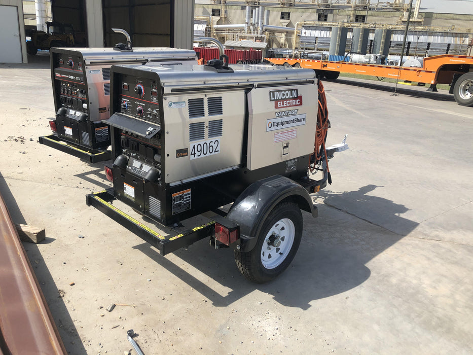 2019 Lincoln Electric Vantage 322 Ready-Pak 3, Two Wheel Trailer, Fender and Light Kit, Cable Rack