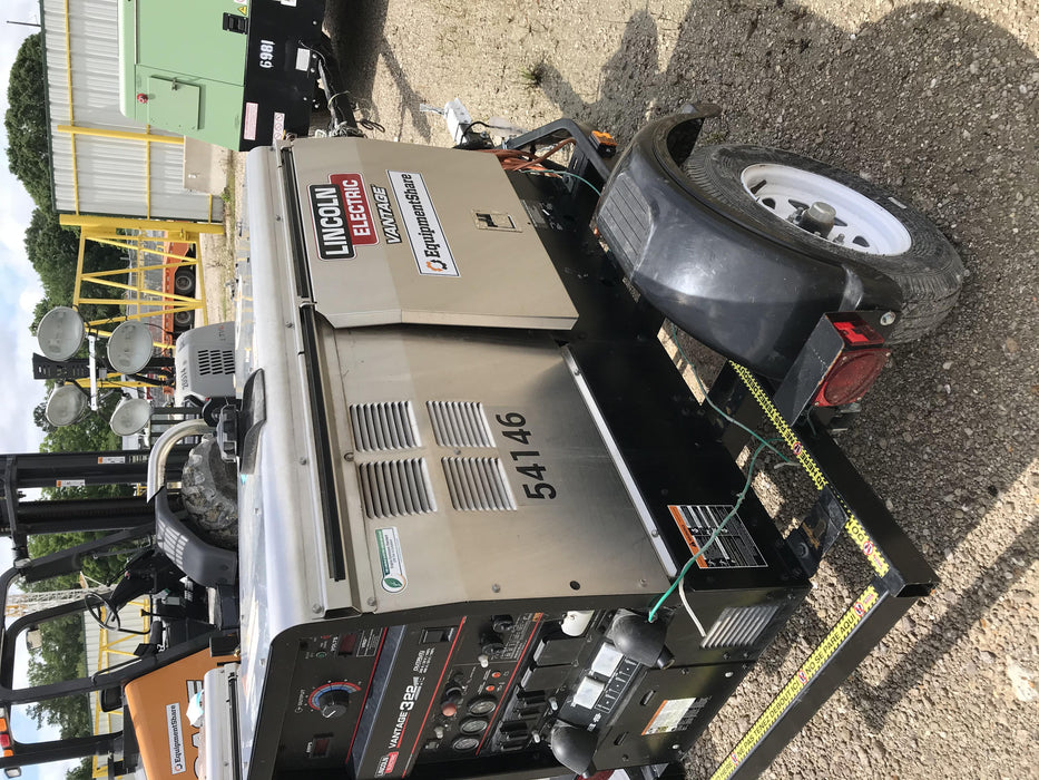 2019 Lincoln Electric Vantage 322 Welder Ready-Pak 3, Two wheel trailer, Fender and Light kit, Cable Rack