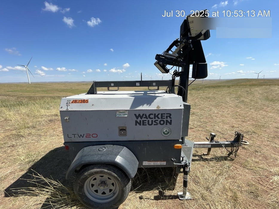 2022 Wacker Neuson LTW20Z1 Isuzu Dsl. Engine, 23' Mast, (4) 300W LED Lights, CWK, Programmable Dawn to Dusk, 360 Deg. Rotation, 57 Gal. Tank, Trailer Mounted