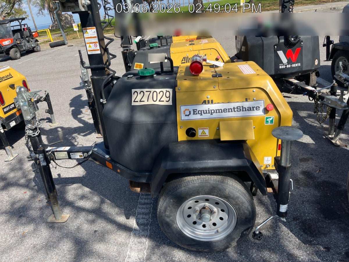 2022 Allmand NLV3GR (4) LED Light Fixture 350W, 23' Vertical Mast, 3kW Prime, Towable, Deep Sea L401, Leveling Jacks, Yanmar T4F 5.8hp