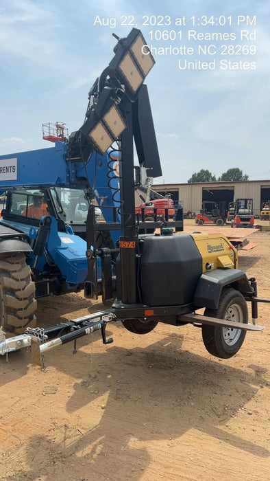 2022 Allmand NLV3GR (4) LED Light Fixture 350W, 23' Vertical Mast, 3kW Prime, Towable