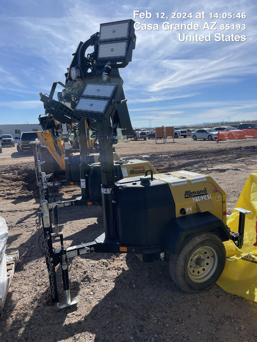 2022 Allmand NLV3GR (4) LED Light Fixture 350W, 23' Vertical Mast, 3kW Prime, Towable, Deep Sea L401, Leveling Jacks, Yanmar T4F 5.8hp