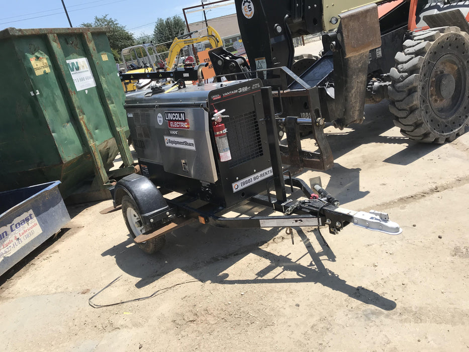 2019 Lincoln Electric Vantage 322 Welder Ready-Pak 3, Two wheel trailer, Fender and Light kit, Cable Rack