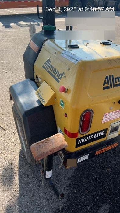 2022 Allmand NLV3GR (4) LED Light Fixture 350W, 23' Vertical Mast, 3kW Prime, Towable, ES Decals, T3