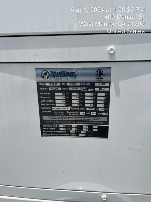 2023 KWIKOOL KPO5-21H