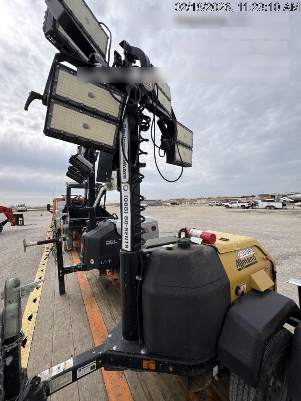 2022 Allmand NLV3GR (4) LED Light Fixture 350W, 23' Vertical Mast, 3kW Prime, Towable, Deep Sea L401, Leveling Jacks, Yanmar T4F 5.8hp