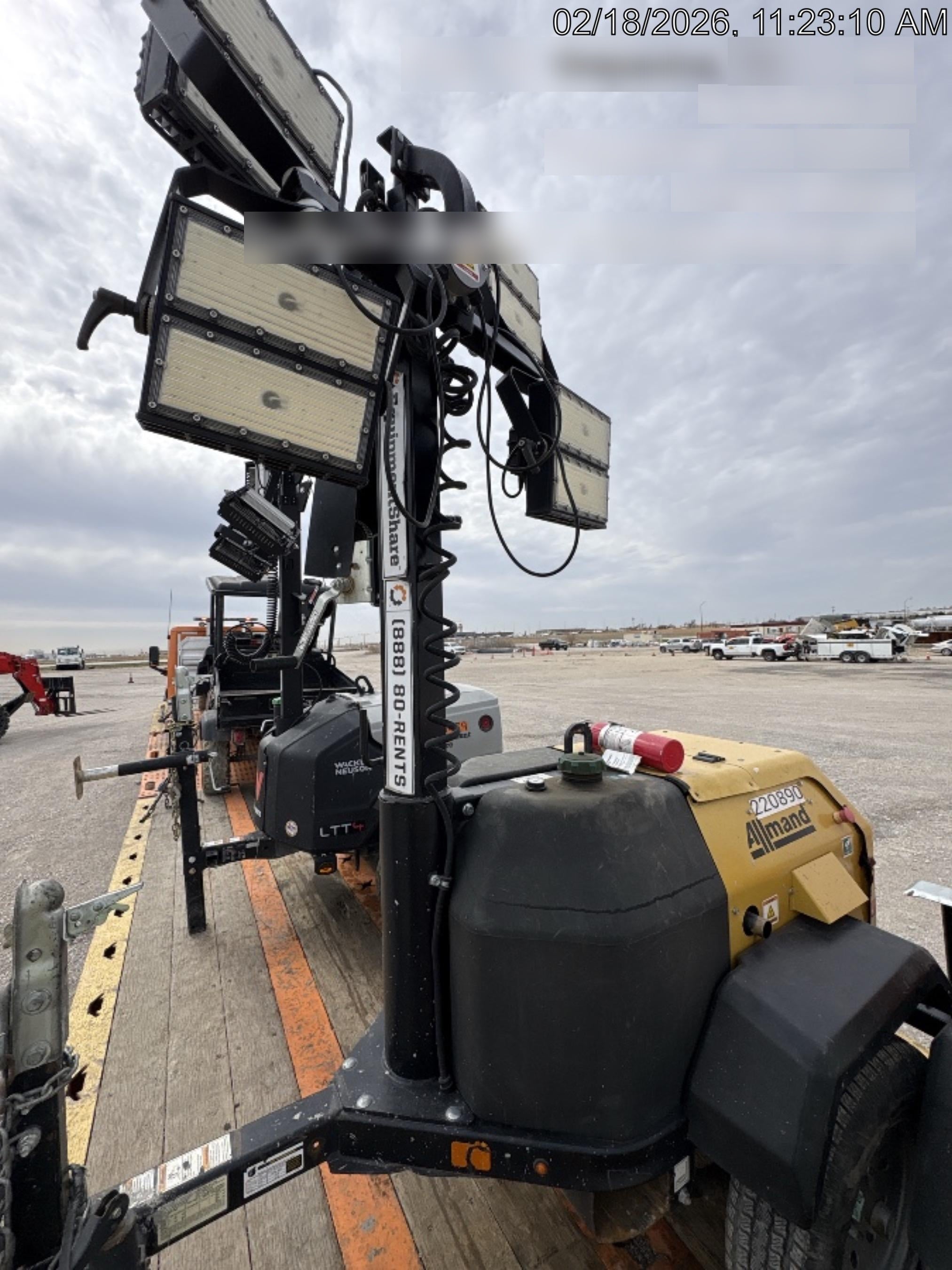 2022 Allmand NLV3GR (4) LED Light Fixture 350W, 23' Vertical Mast, 3kW Prime, Towable, Deep Sea L401, Leveling Jacks, Yanmar T4F 5.8hp