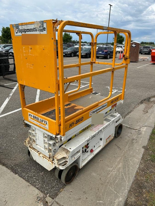 Custom Equipment HB-1430 <ul>
 <li>Hy-Brid Scissor Lift</li>
  <li>Platform capacity up to 670 lbs.</li>
  <li>Working height up to 20 ft</li>
  <li>Weighs under 1,700 lbs.</li>
  <li>Non-marking wheels </li>
</ul>